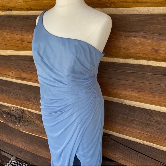 AZAZIE One Shoulder formal full length dress in Dusty Blue Womens size XL (C) - Picture 5 of 11